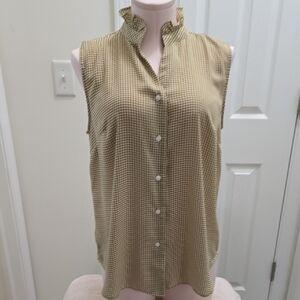 Ann Taylor Factory Sleeveless Button Down Shirt - Tan